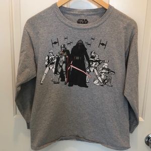 Star Wars Youth Boys Kylo Ren Stormtroopers Long Sleeve Gray Shirt Size Large
